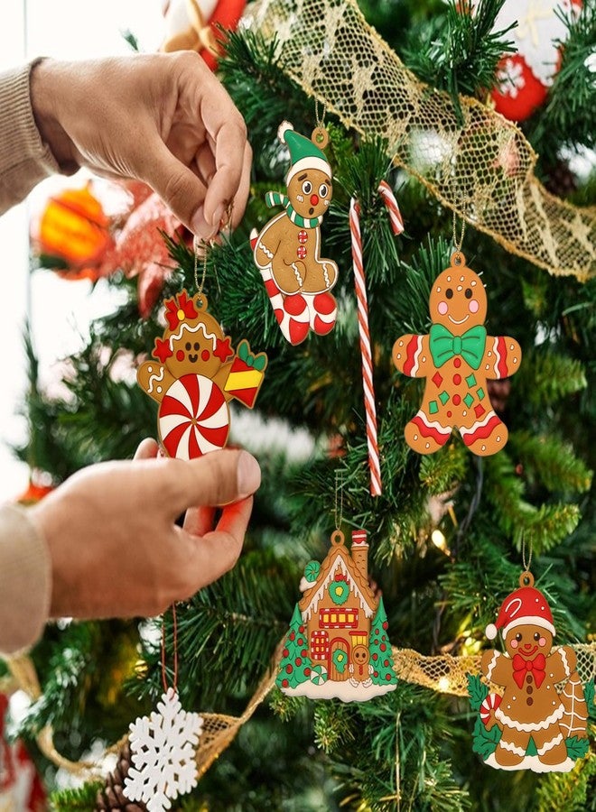 Chambom 12 PCS Plastic Gingerbread Figurines - Christmas Tree Decorations, Gingerbread House Ornaments, Hanging Decor for Party - Image 2